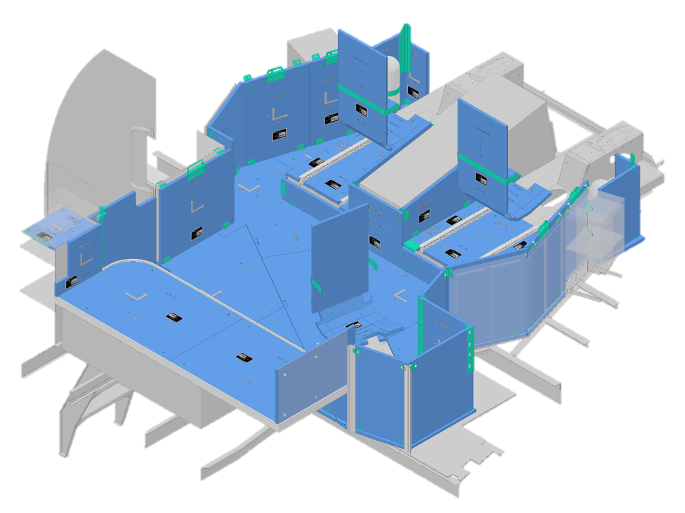 C-130 Flight Station cockpit armour layout schematic