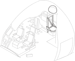 Line drawing showing the Observer platform location in the C-130 flight deck