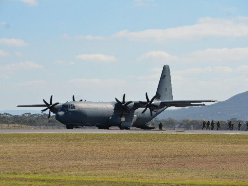 RAAF C-130J Hercules on the runway